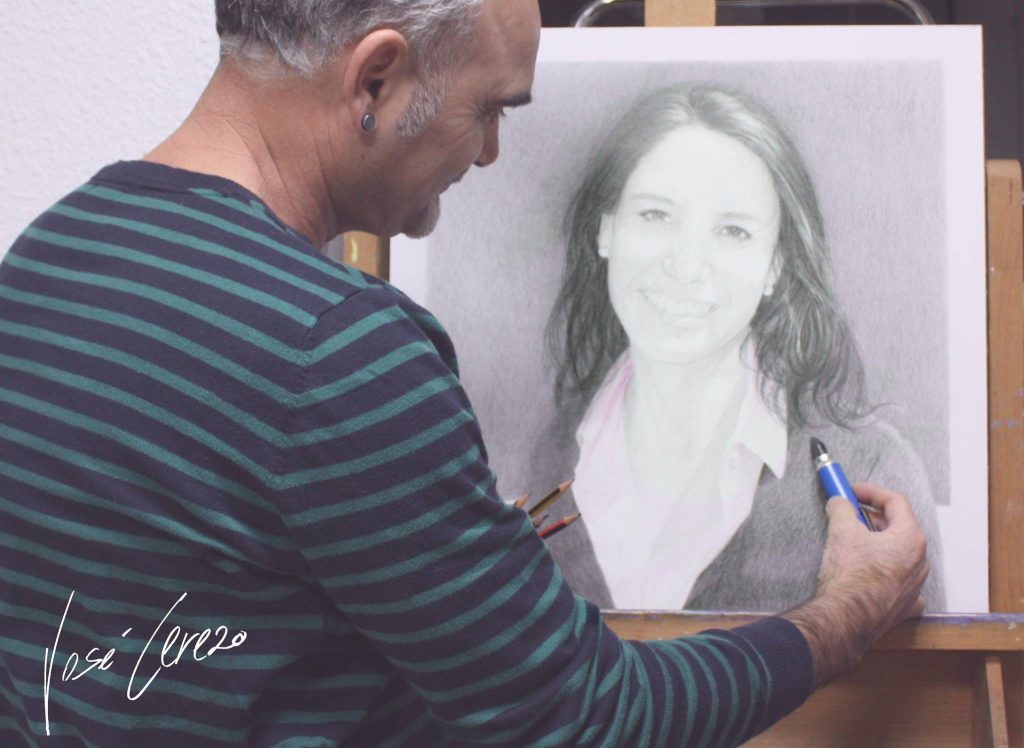 Marisa, retrato en técnica seca grafito